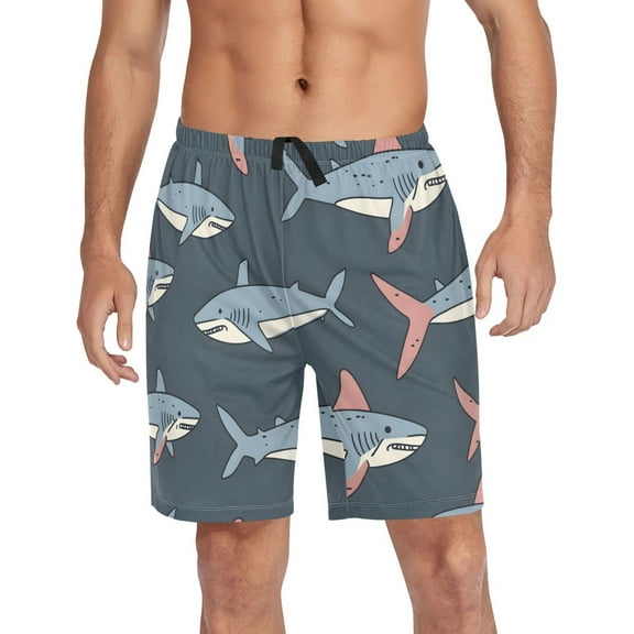 joogoo Mens Swim Trunks Cartoon Shark Beach Shorts Drawstring Elastic Waist Swimwear Bathing Suits XXL