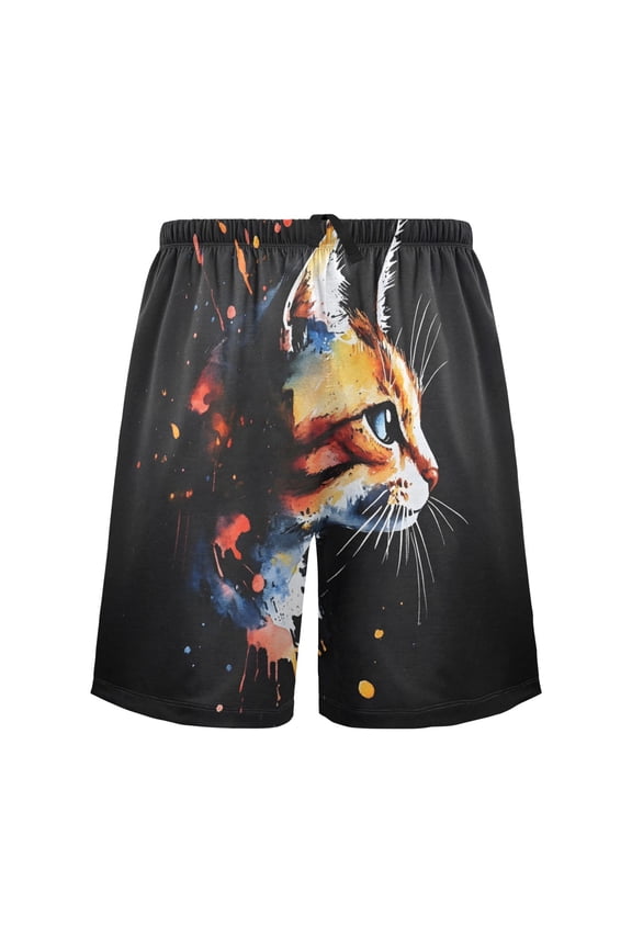 Mens Swim Trunks Cat Print Beach Shorts Drawstring Elastic Waist Swimwear Bathing Suits XXL