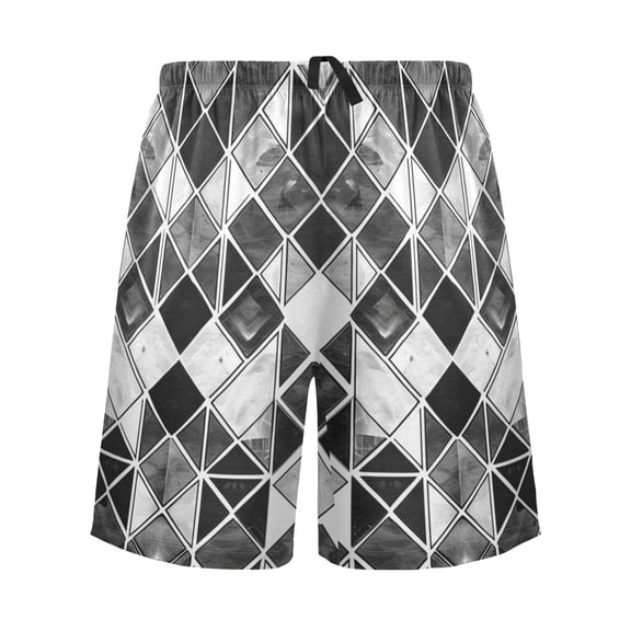 joogoo Mens Swim Trunks Checkered Grid Plaid Pattern Beach Shorts Drawstring Elastic Waist Swimwear Bathing Suits M