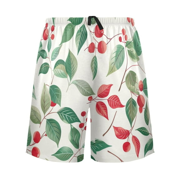 joogoo Mens Swim Trunks Cherry Leaves Beach Shorts Drawstring Elastic Waist Swimwear Bathing Suits XL