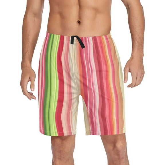 joogoo Mens Swim Trunks Colorful Wavy Lines Beach Shorts Drawstring Elastic Waist Swimwear Bathing Suits XL