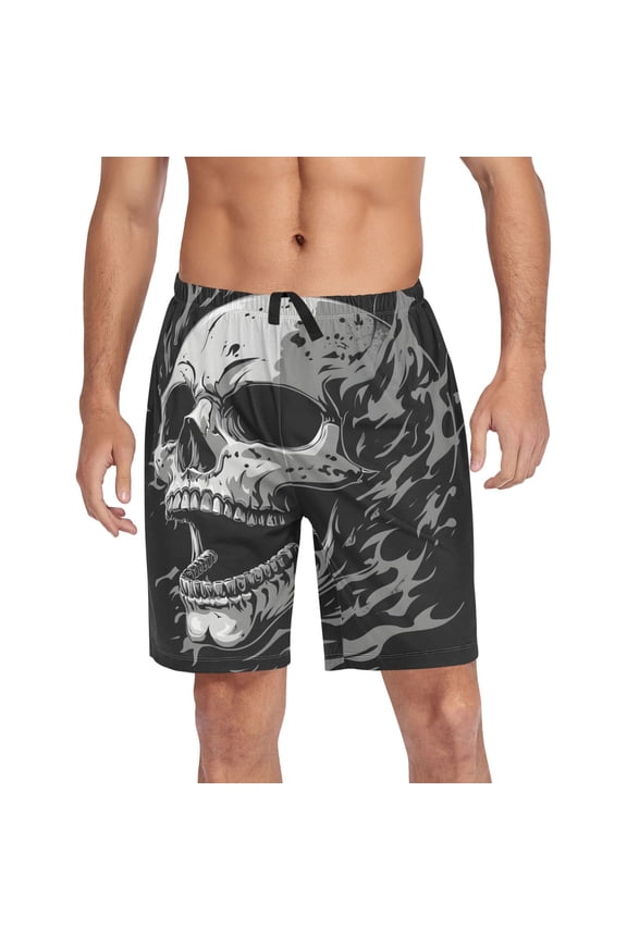Mens Swim Trunks Cool Funny Skull Beach Shorts Drawstring Elastic Waist Swimwear Bathing Suits L