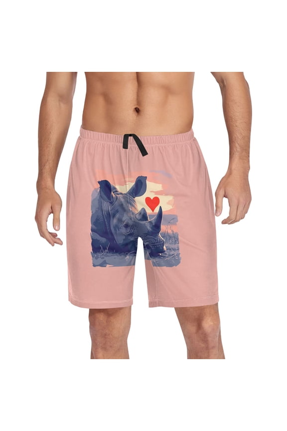 Mens Swim Trunks Cool Rhino Beach Shorts Drawstring Elastic Waist Swimwear Bathing Suits L