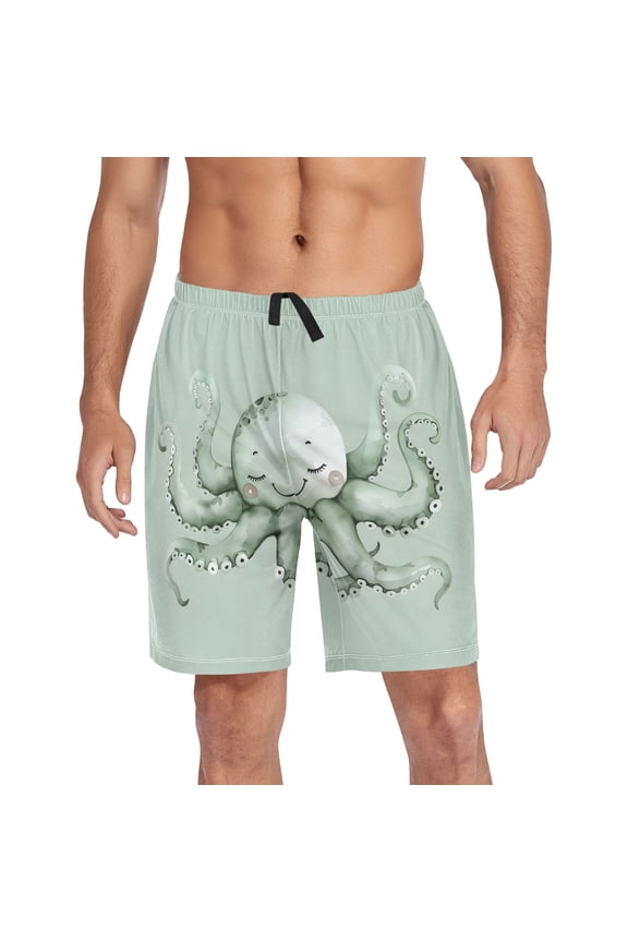 Mens Swim Trunks Cute Octopus Beach Shorts Drawstring Elastic Waist Swimwear Bathing Suits M