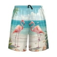 thumbnail image 1 of joogoo Mens Swim Trunks Flamingos and Starfish Shells on Beach Beach Shorts Drawstring Elastic Waist Swimwear Bathing Suits M, 1 of 6