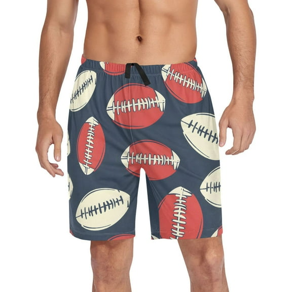 joogoo Mens Swim Trunks Football Pattern Beach Shorts Drawstring Elastic Waist Swimwear Bathing Suits L