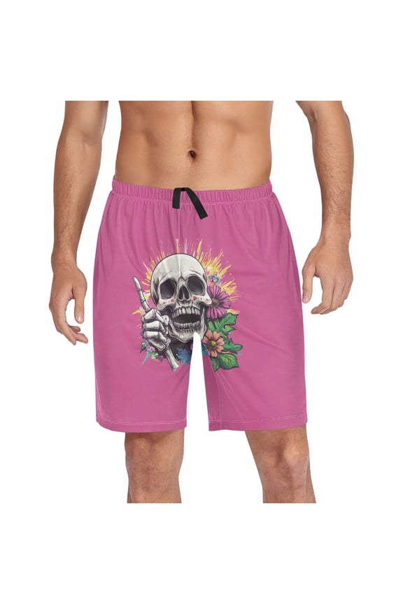 Mens Swim Trunks Funny Skull Beach Shorts Drawstring Elastic Waist Swimwear Bathing Suits L