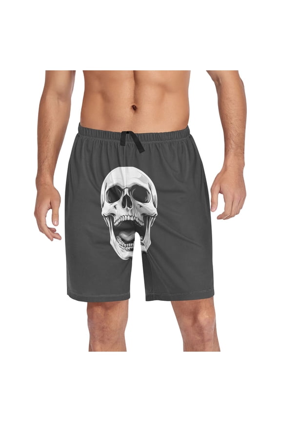Mens Swim Trunks Funny Skull Beach Shorts Drawstring Elastic Waist Swimwear Bathing Suits M