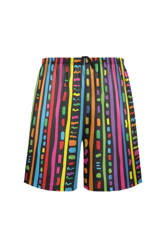 Mens Swim Trunks Geometric Rainbow Stripes Beach Shorts Drawstring Elastic Waist Swimwear Bathing Suits XXL
