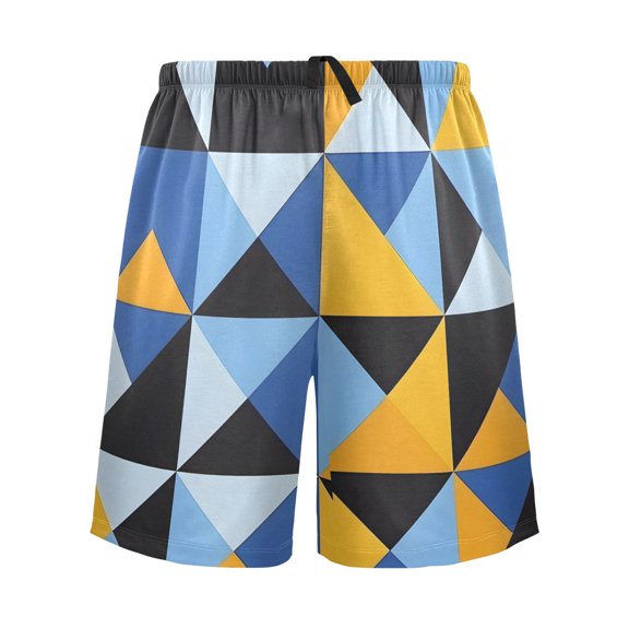 joogoo Mens Swim Trunks Geometry Triangle Pattern Beach Shorts Drawstring Elastic Waist Swimwear Bathing Suits S