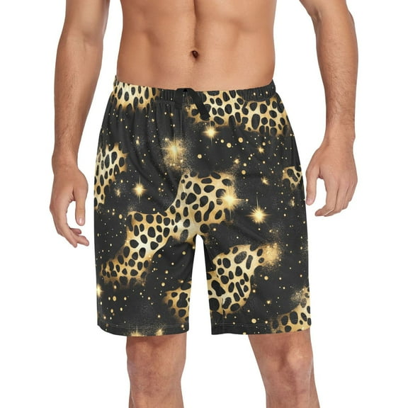 joogoo Mens Swim Trunks Golden Leopard Print Beach Shorts Drawstring Elastic Waist Swimwear Bathing Suits XL