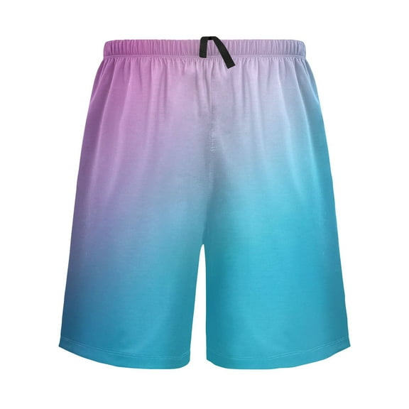 joogoo Mens Swim Trunks Gradient Blue Beach Shorts Drawstring Elastic Waist Swimwear Bathing Suits L