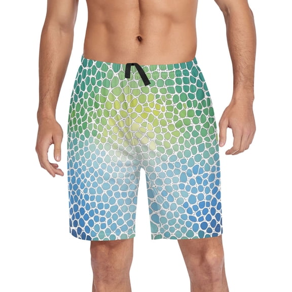 joogoo Mens Swim Trunks Gradient Green and Blue Beach Shorts Drawstring Elastic Waist Swimwear Bathing Suits XL