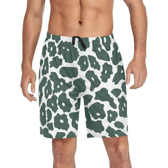 joogoo Mens Swim Trunks Green Leopard Pattern Beach Shorts Drawstring Elastic Waist Swimwear Bathing Suits XXL
