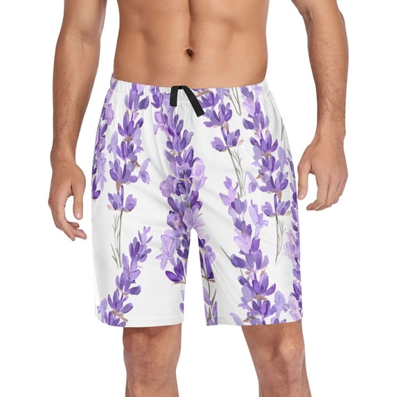 joogoo Mens Swim Trunks Lavender Flowe Beach Shorts Drawstring Elastic Waist Swimwear Bathing Suits XL