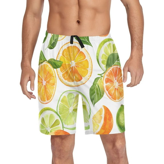 joogoo Mens Swim Trunks Lemons and Oranges Beach Shorts Drawstring Elastic Waist Swimwear Bathing Suits L