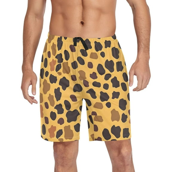 joogoo Mens Swim Trunks Leopard Design Beach Shorts Drawstring Elastic Waist Swimwear Bathing Suits XXL