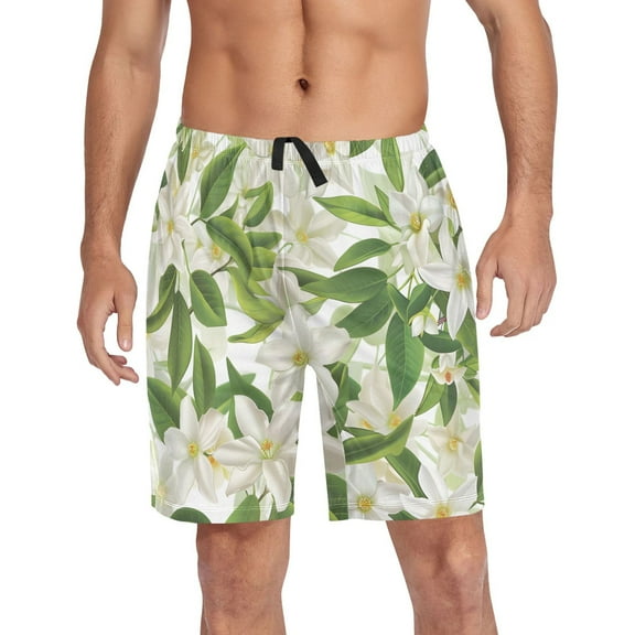 joogoo Mens Swim Trunks Lily Flower and Leaves Beach Shorts Drawstring Elastic Waist Swimwear Bathing Suits XL