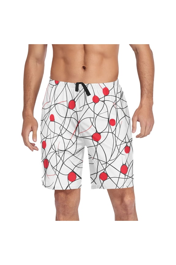 Mens Swim Trunks Line Art Beach Shorts Drawstring Elastic Waist Swimwear Bathing Suits M