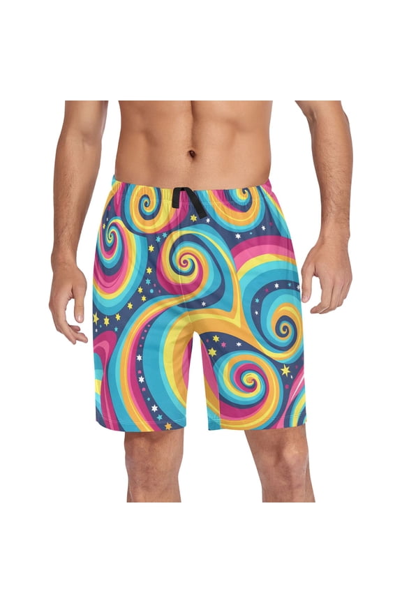 Mens Swim Trunks Magic Swirl Star Beach Shorts Drawstring Elastic Waist Swimwear Bathing Suits XXL