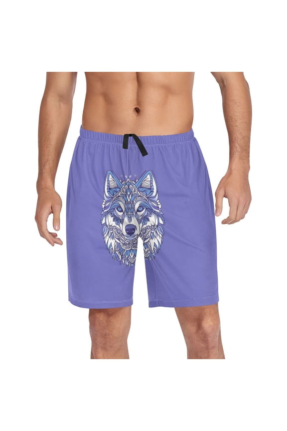 Mens Swim Trunks Mandala Wolf Pattern Beach Shorts Drawstring Elastic Waist Swimwear Bathing Suits M