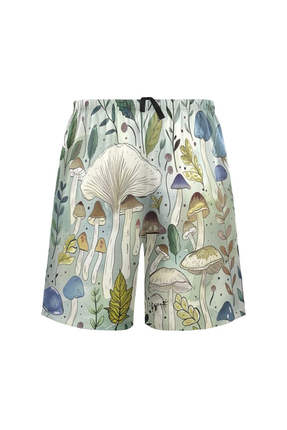 Mens Swim Trunks Mushrooms Oil Paint Beach Shorts Drawstring Elastic Waist Swimwear Bathing Suits XXL
