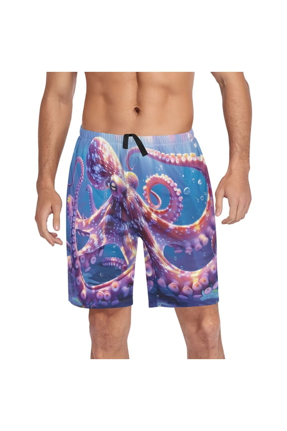 Mens Swim Trunks Octopus Underwater Beach Shorts Drawstring Elastic Waist Swimwear Bathing Suits XXL