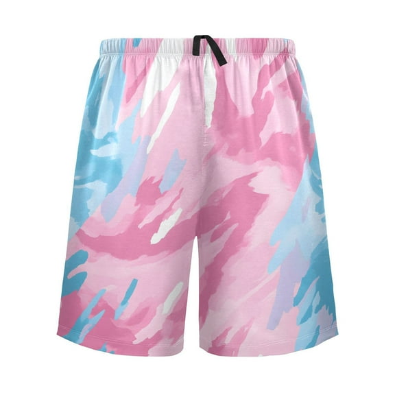 joogoo Mens Swim Trunks Pink and Blue Tie Dye Beach Shorts Drawstring Elastic Waist Swimwear Bathing Suits XXL