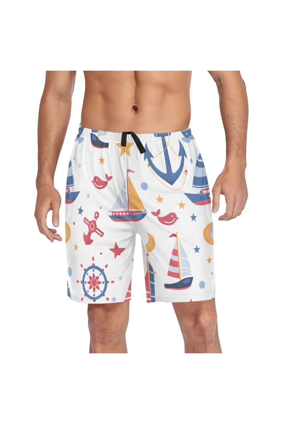 Mens Swim Trunks Sailing Ship Beach Shorts Drawstring Elastic Waist Swimwear Bathing Suits XXL