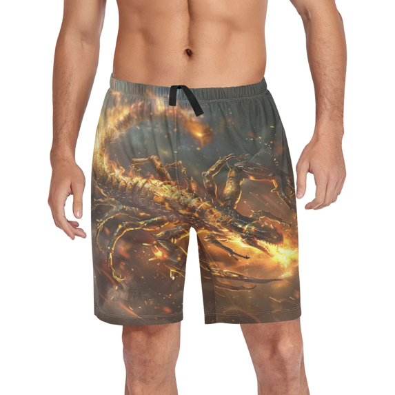 joogoo Mens Swim Trunks Scorpio with Fire Beach Shorts Drawstring Elastic Waist Swimwear Bathing Suits XL