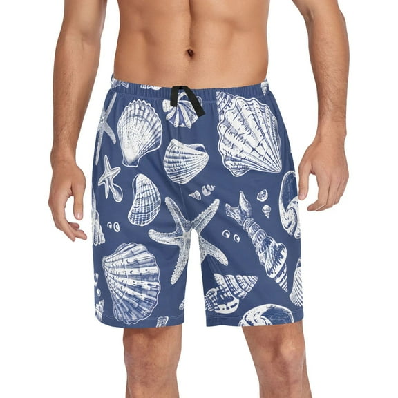 joogoo Mens Swim Trunks Sea Shells Starfish Beach Shorts Drawstring Elastic Waist Swimwear Bathing Suits XXL