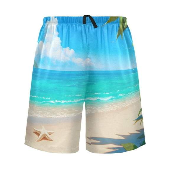 joogoo Mens Swim Trunks Sea Starfish on Summer Beach Beach Shorts Drawstring Elastic Waist Swimwear Bathing Suits M