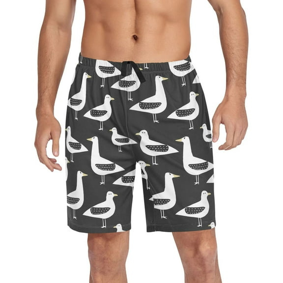 joogoo Mens Swim Trunks Seagull Beach Shorts Drawstring Elastic Waist Swimwear Bathing Suits S