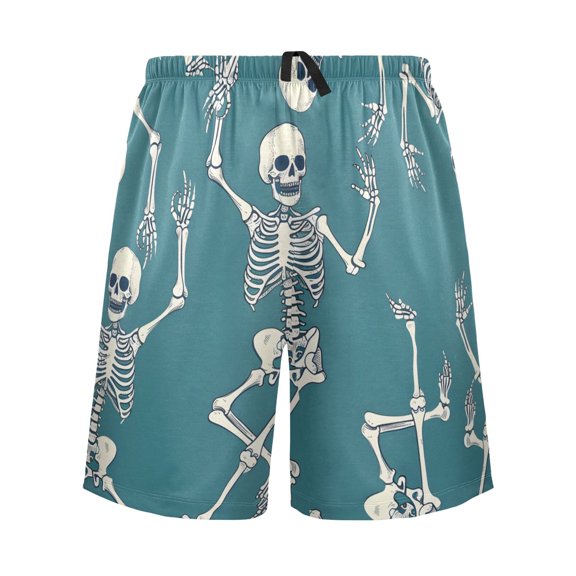 joogoo Mens Swim Trunks Skeleton Dancing Beach Shorts Drawstring Elastic Waist Swimwear Bathing Suits L