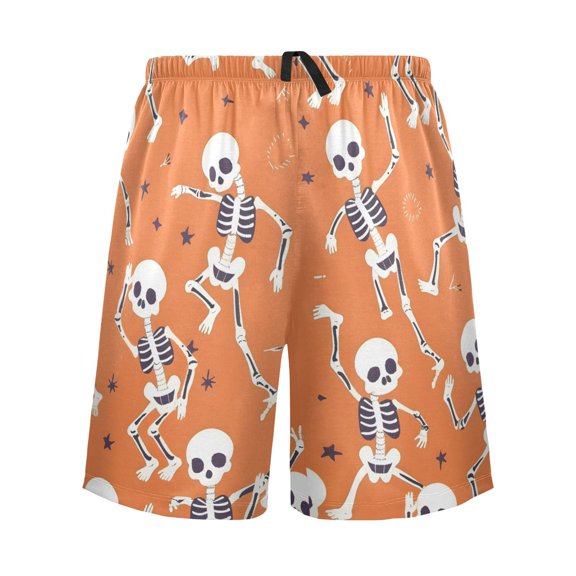 joogoo Mens Swim Trunks Skeleton Skull Dancing Beach Shorts Drawstring Elastic Waist Swimwear Bathing Suits S