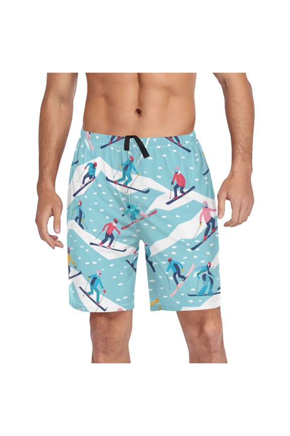 Mens Swim Trunks Skiers Skating Beach Shorts Drawstring Elastic Waist Swimwear Bathing Suits L