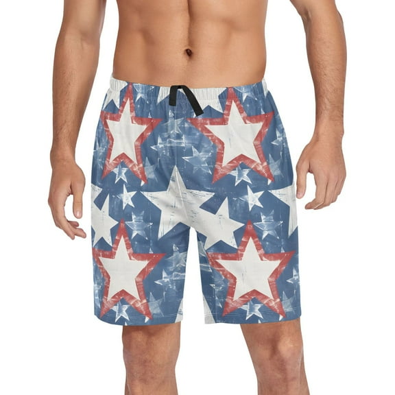 joogoo Mens Swim Trunks Stars on Blue Beach Shorts Drawstring Elastic Waist Swimwear Bathing Suits S