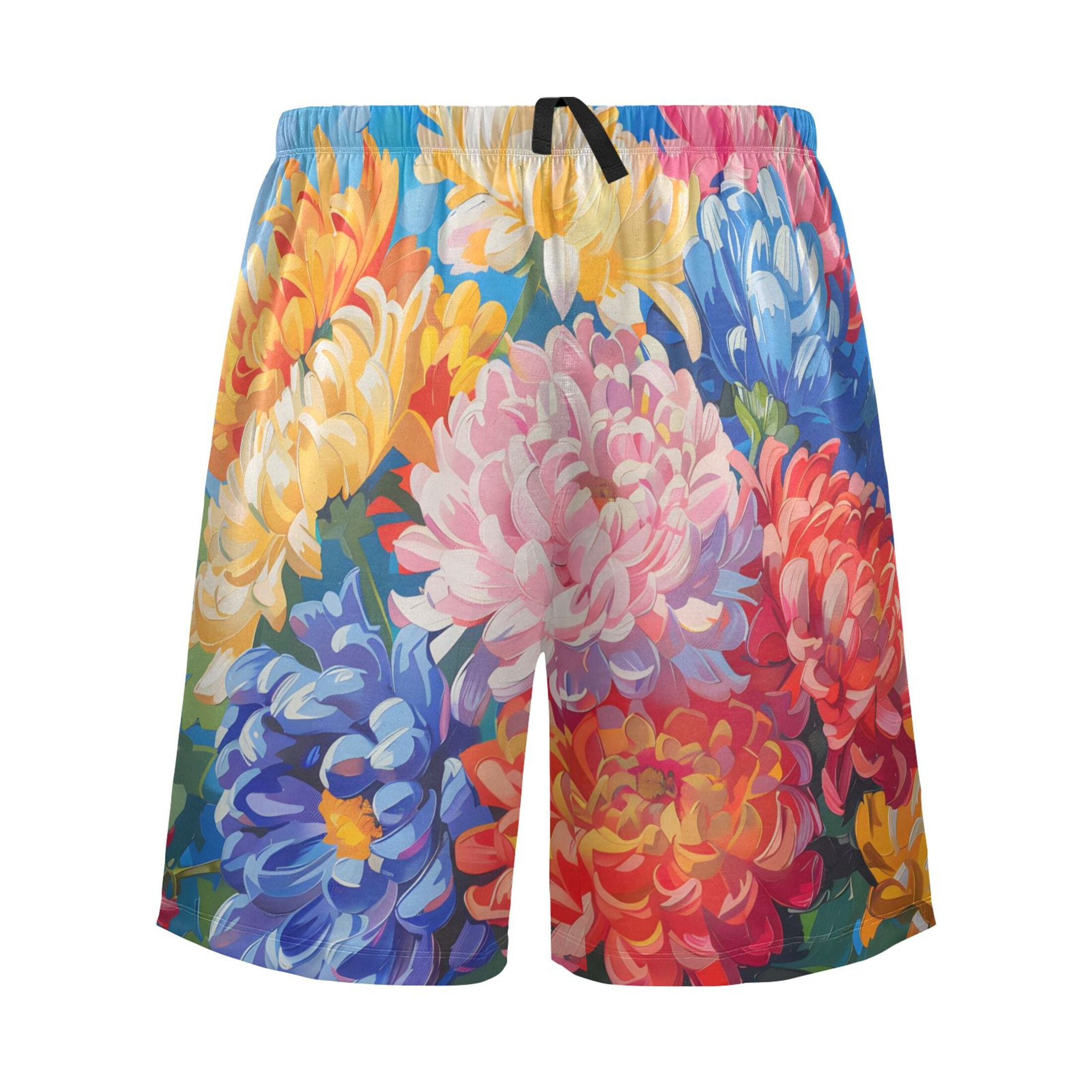 joogoo Mens Swim Trunks Summer Chrysanthemums Paint Beach Shorts ...