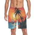thumbnail image 1 of joogoo Mens Swim Trunks Sunset Sea Island View Beach Shorts Drawstring Elastic Waist Swimwear Bathing Suits XXL, 1 of 7