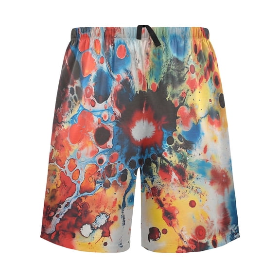 joogoo Mens Swim Trunks Swirl Art Tie Dye Beach Shorts Drawstring Elastic Waist Swimwear Bathing Suits XL