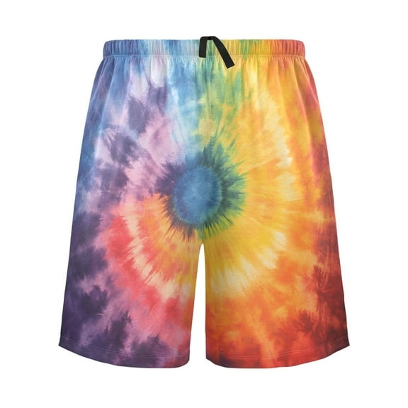 joogoo Mens Swim Trunks Swirl Tie Dye Art Print Beach Shorts Drawstring Elastic Waist Swimwear Bathing Suits L