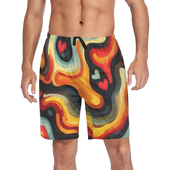 joogoo Mens Swim Trunks Tie Dye Heart Beach Shorts Drawstring Elastic Waist Swimwear Bathing Suits XXL