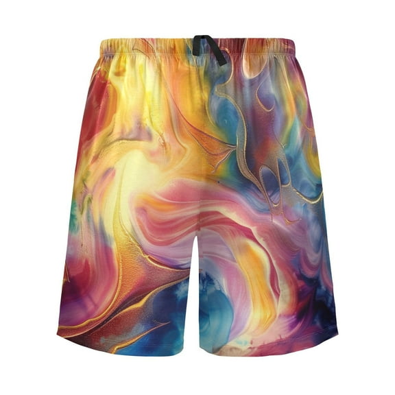 joogoo Mens Swim Trunks Tie Dye Liquid Beach Shorts Drawstring Elastic Waist Swimwear Bathing Suits XL