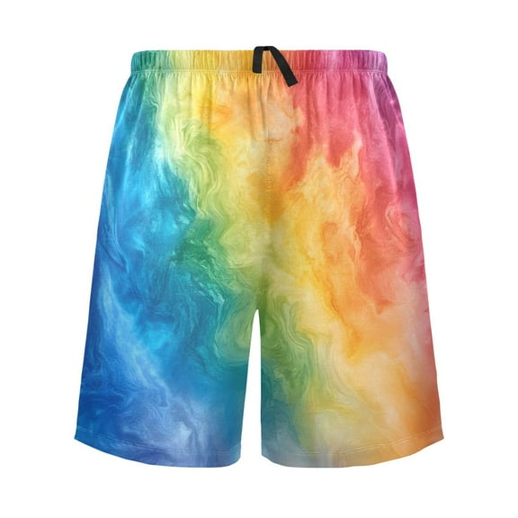 joogoo Mens Swim Trunks Tie Dye Pattern Beach Shorts Drawstring Elastic Waist Swimwear Bathing Suits S