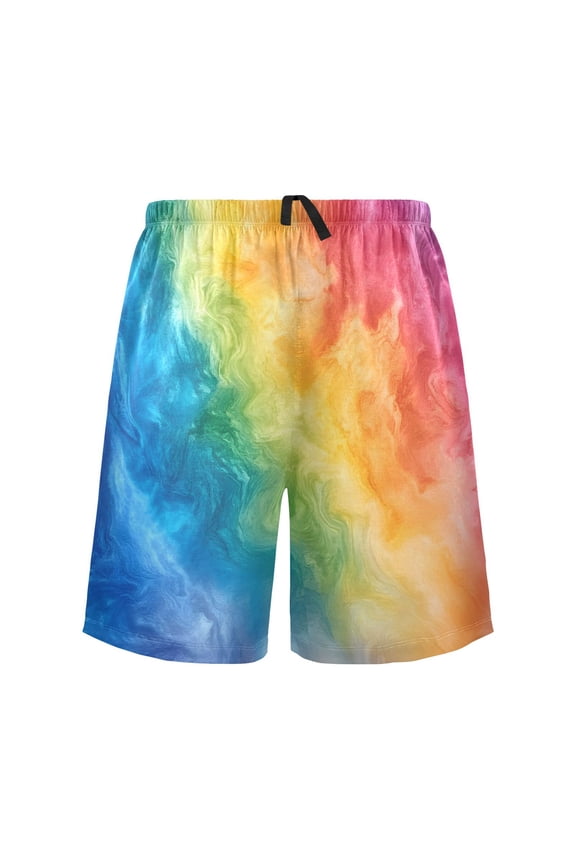 Mens Swim Trunks Tie Dye Pattern Beach Shorts Drawstring Elastic Waist Swimwear Bathing Suits S