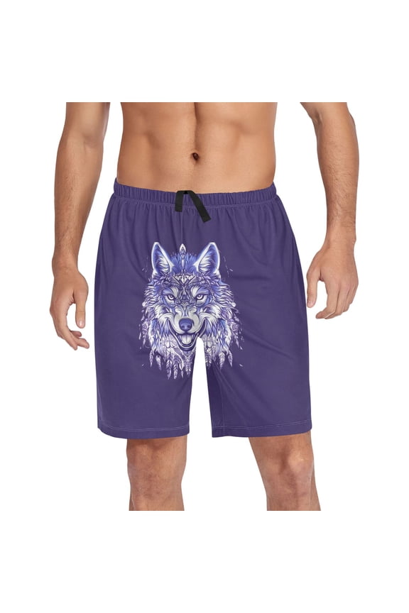 Mens Swim Trunks Wolf Print Beach Shorts Drawstring Elastic Waist Swimwear Bathing Suits L