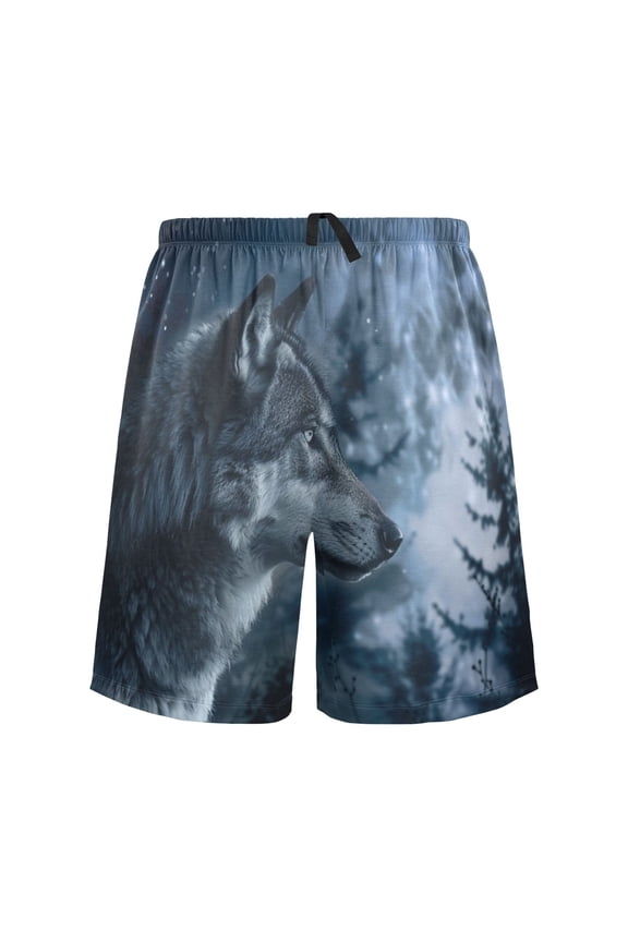 Mens Swim Trunks Wolf in Night Forest Beach Shorts Drawstring Elastic Waist Swimwear Bathing Suits XL