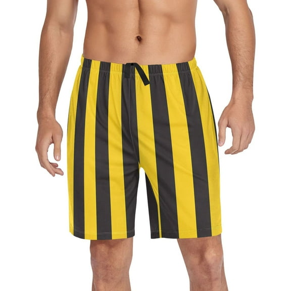 joogoo Mens Swim Trunks Yellow Stripes Line Pattern Beach Shorts Drawstring Elastic Waist Swimwear Bathing Suits M