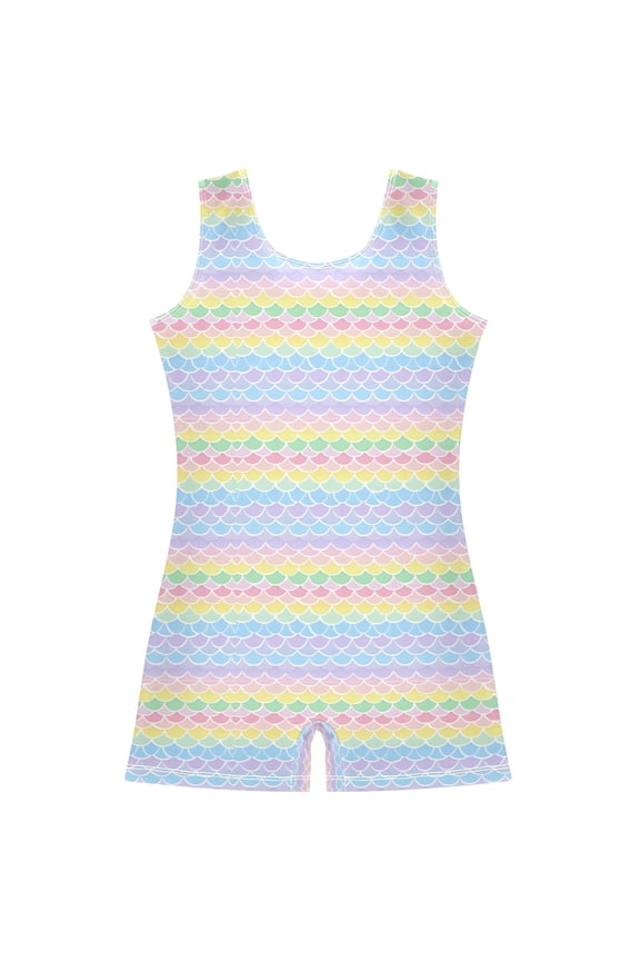 Mermaid Scales Pattern Girls Leotards Gymnastics Tumbling Outfit Biketard Unitard 2-3Years