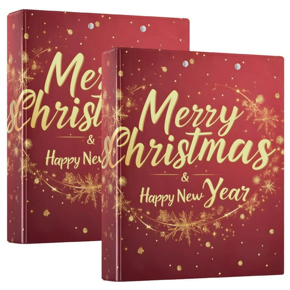 joogoo Merry Christmas Hardcover 3 Ring Binder 1.5" Round Rings Interior Pockets Binders Organizer 2 Pack